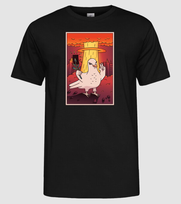 Selfie Porumbel Bombă nucleară model negru pe tricou