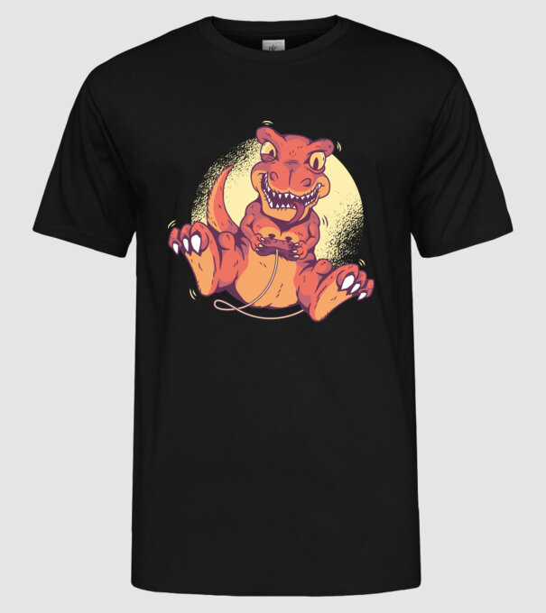 Dinozaur Gamer tricou model negru pe tricou