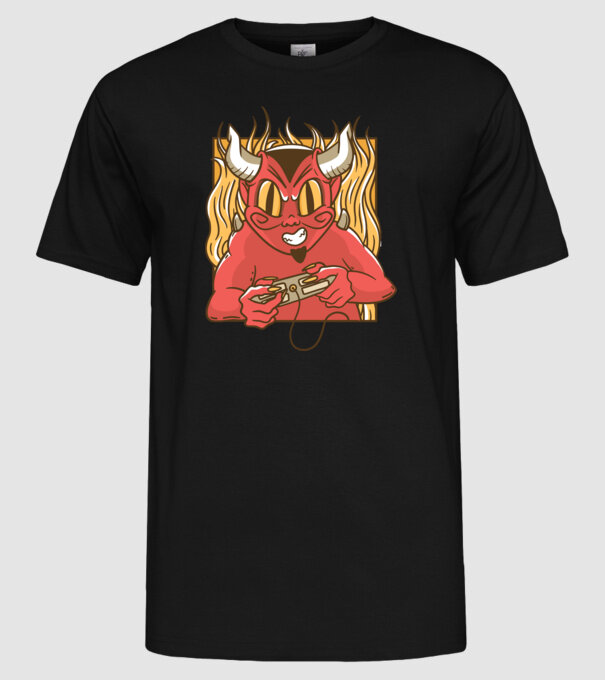 Gamer Diavol model negru pe tricou