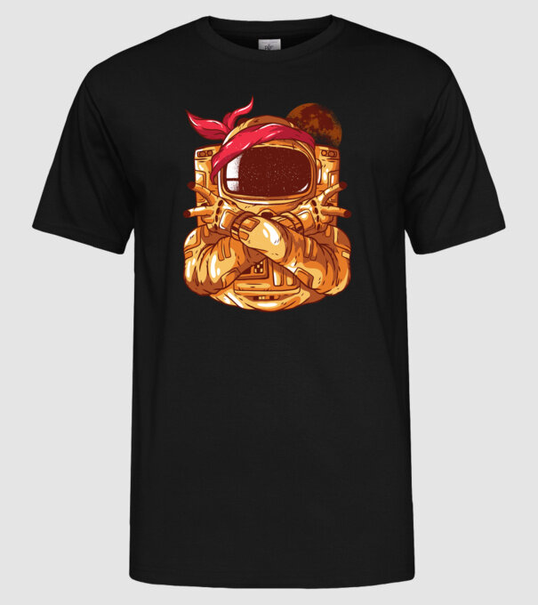 Gangsta Astronaut astronaut rapper model negru pe tricou