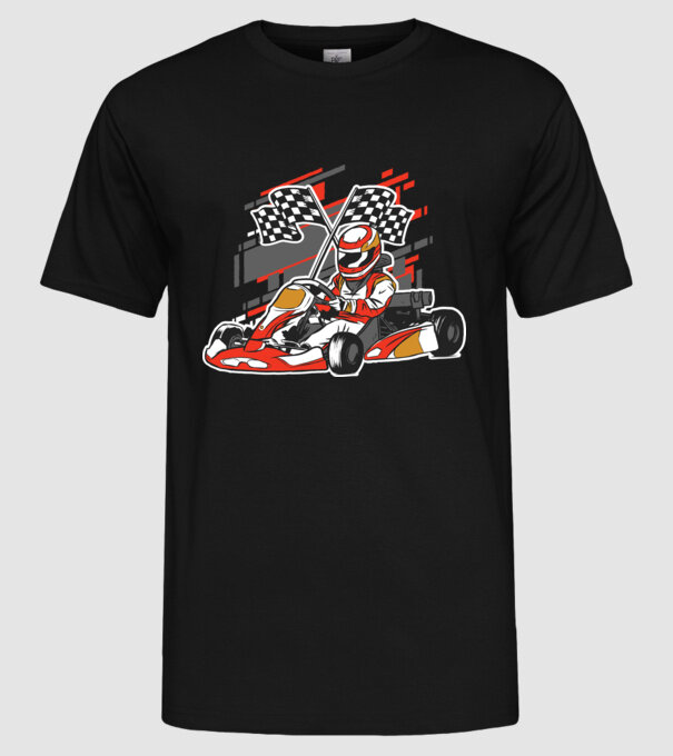 Gokart model negru pe tricou