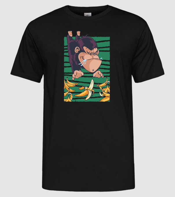 Gorilă Banană model negru pe tricou
