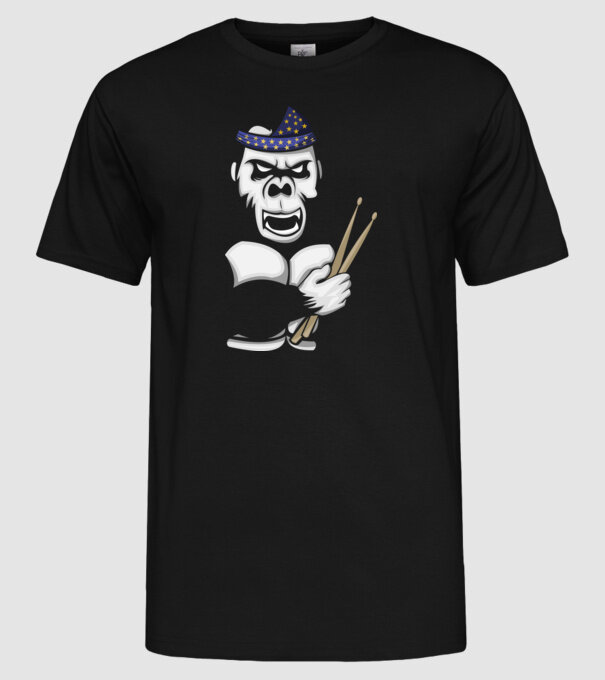 Gorilă Baterist model negru pe tricou