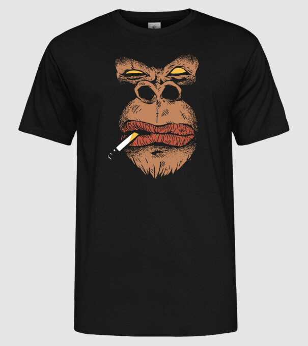 Cap de gorilă cu țigară model negru pe tricou