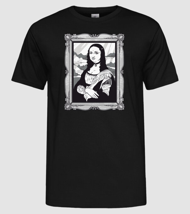 Mona Lisa gotică model negru pe tricou