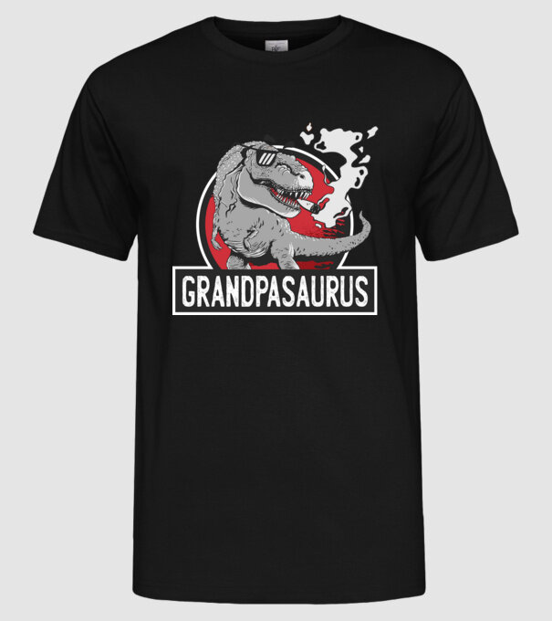 Grandpasaurus T-rex model negru pe tricou