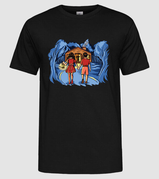 Copii în pădure Poveste model negru pe tricou