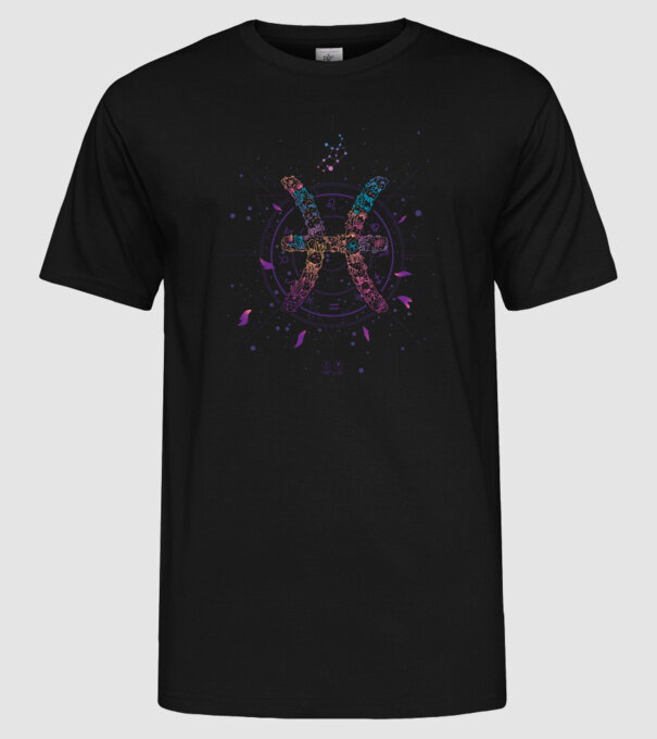 Pisces Zodiac model negru pe tricou