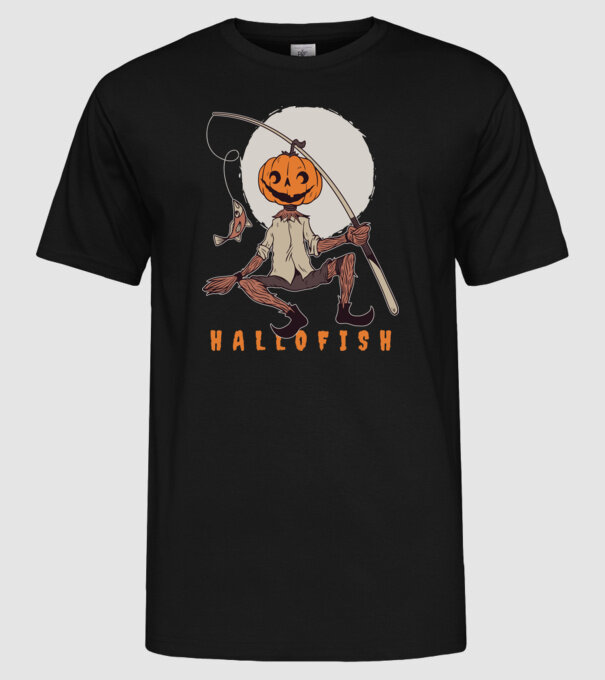 Hallofish - Pescar Halloween model negru pe tricou