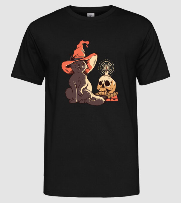 Pisică Halloween model negru pe tricou