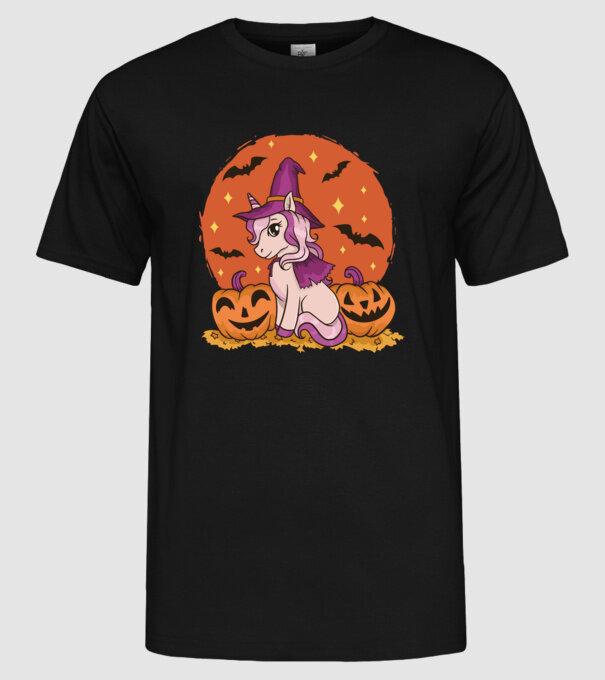 Unicorn Halloween model negru pe tricou