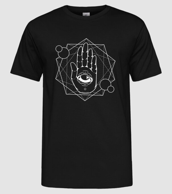 Mână Hamsa - Mâna lui Dumnezeu model negru pe tricou