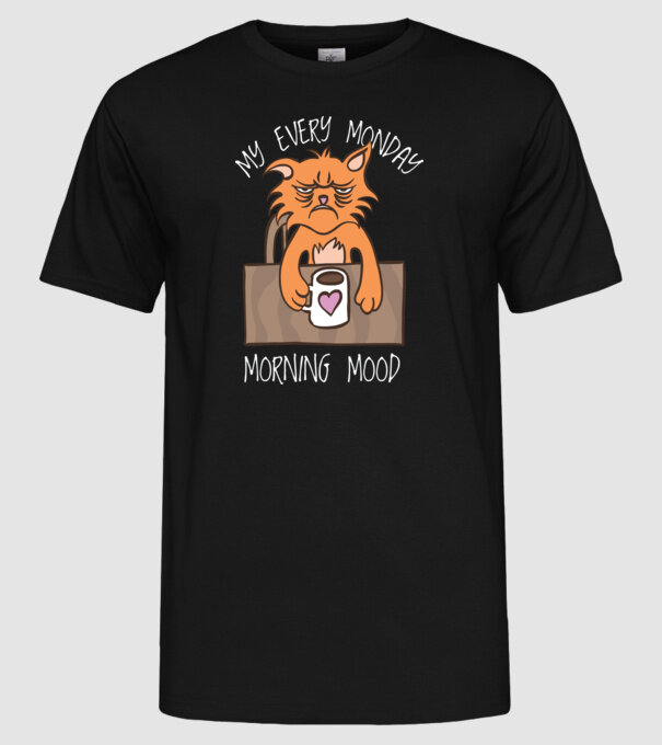 Starea mea de spirit de luni model negru pe tricou