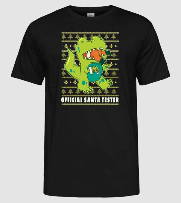 Tester oficial Moș Crăciun model negru pe tricou
