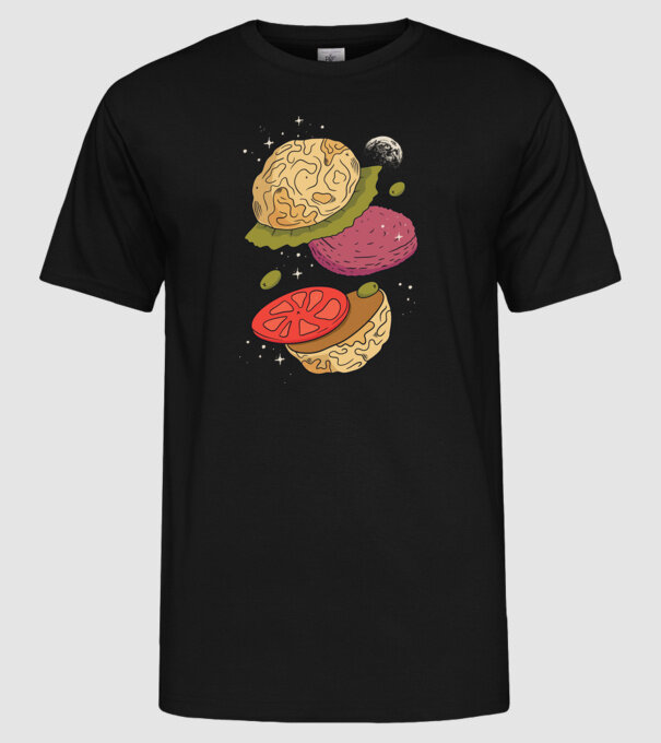 Burger lună model negru pe tricou