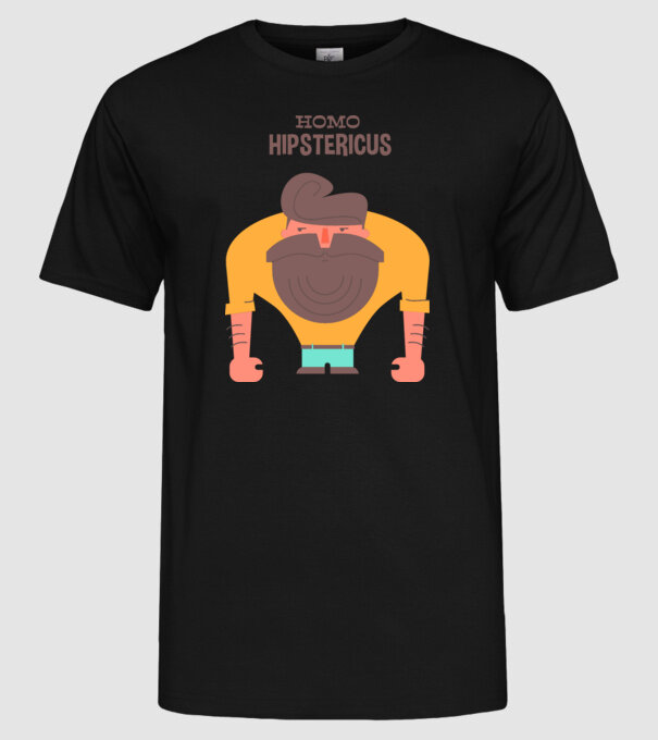 Homo Hipstericus model negru pe tricou