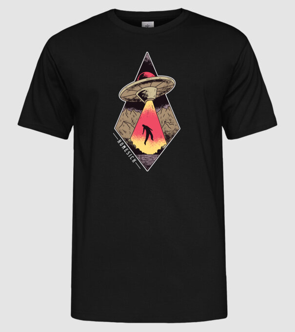 Dor de casă alien model negru pe tricou
