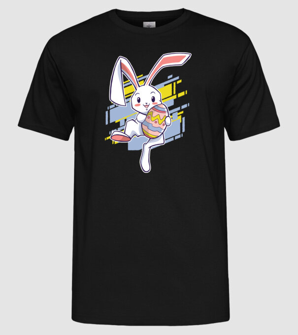 Iepuraș de Paște model negru pe tricou