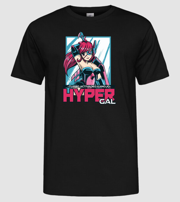 Hyper Gal - Fată Anime model negru pe tricou