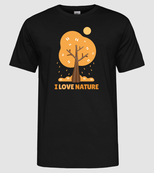 I Love Nature model negru pe tricou