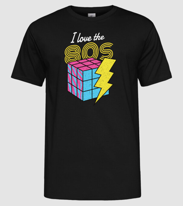 I love the 80s Cub Rubik model negru pe tricou