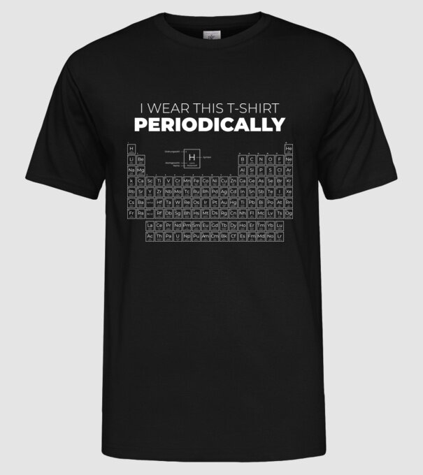 I wear this t-shirt periodically model negru pe tricou
