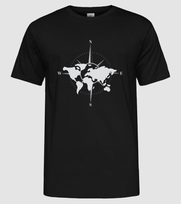 Busolă model negru pe tricou