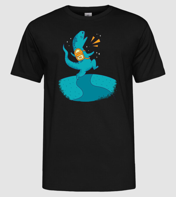 Dinozaur școlar model negru pe tricou