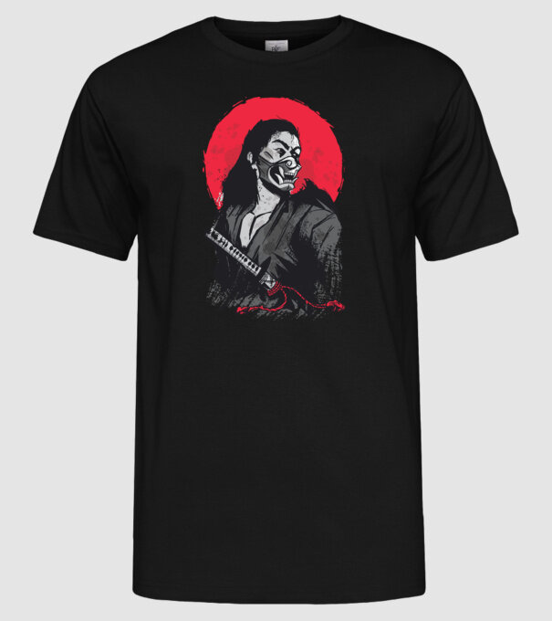 Războinic japonez model negru pe tricou