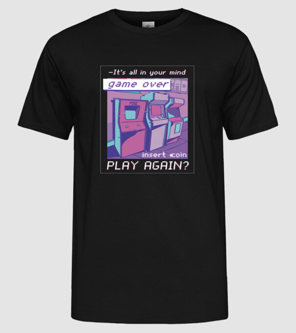 Sala de jocuri Retro Arcade model negru pe tricou