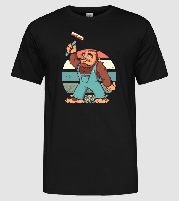 Zugrav Yeti model negru pe tricou