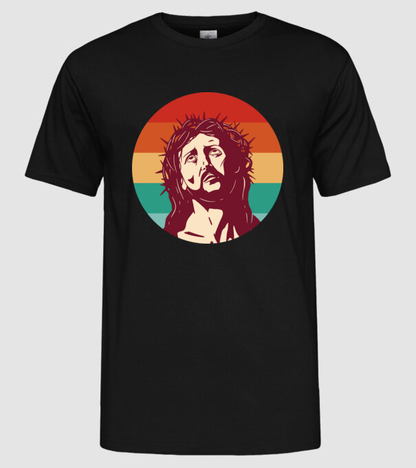 Iisus Hristos Retro model negru pe tricou
