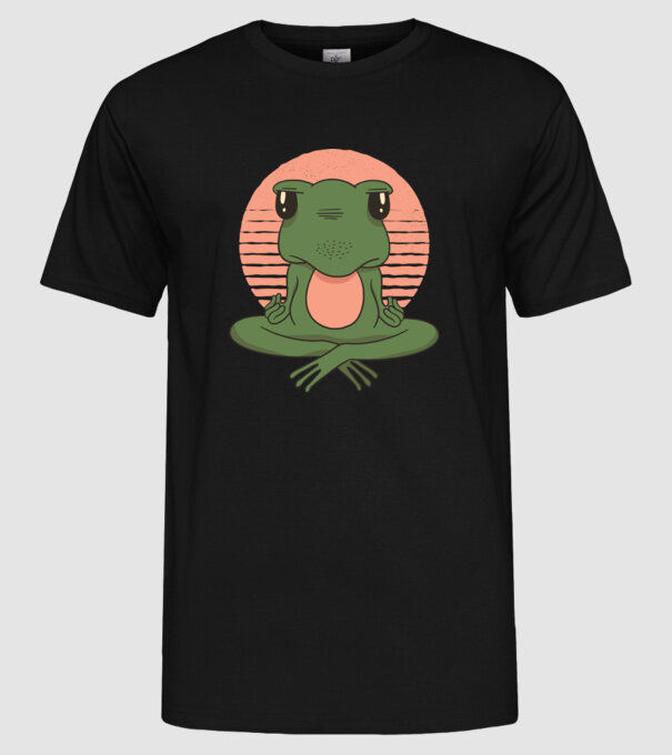 Yoga Broască model negru pe tricou