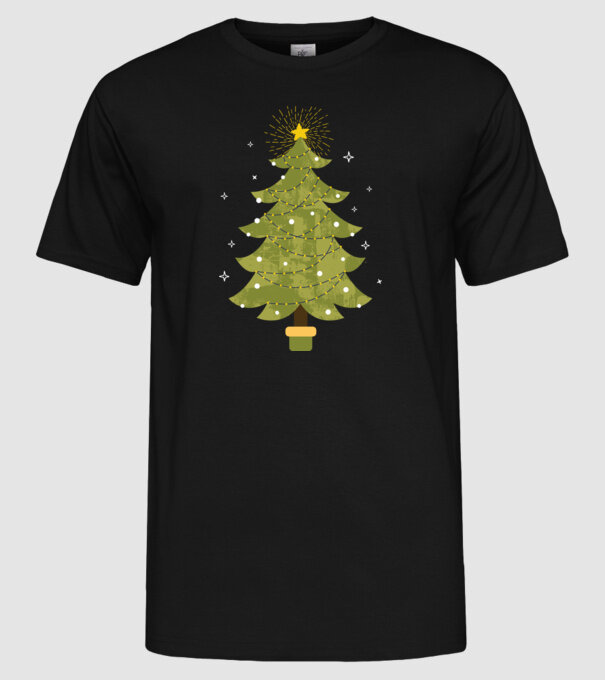 Pom de Crăciun model negru pe tricou