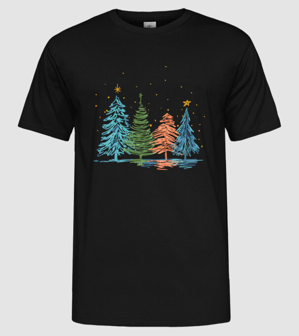 Pom de Crăciun desen model negru pe tricou