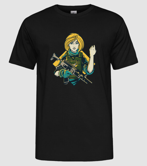 Fată Soldat model negru pe tricou