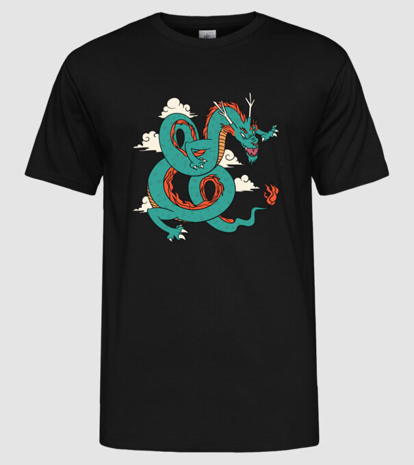 Dragon Chinez model negru pe tricou