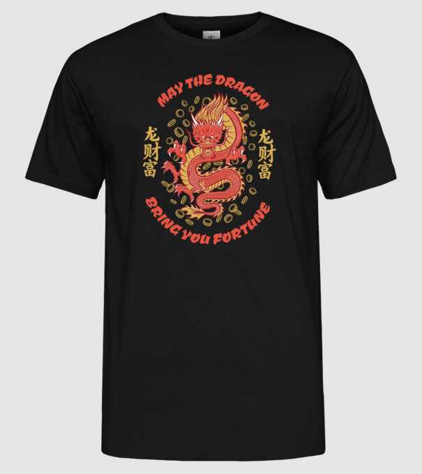 Dragon chinezesc norocos model negru pe tricou