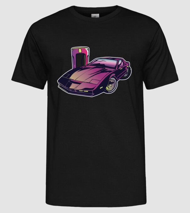 Kitt pe încărcător electric tricou amuzant model negru pe tricou