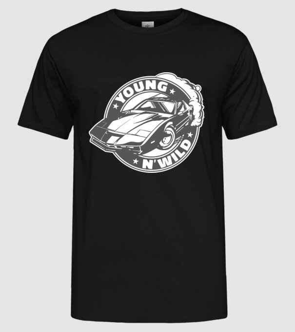 Knight Rider - Young and wild model negru pe tricou