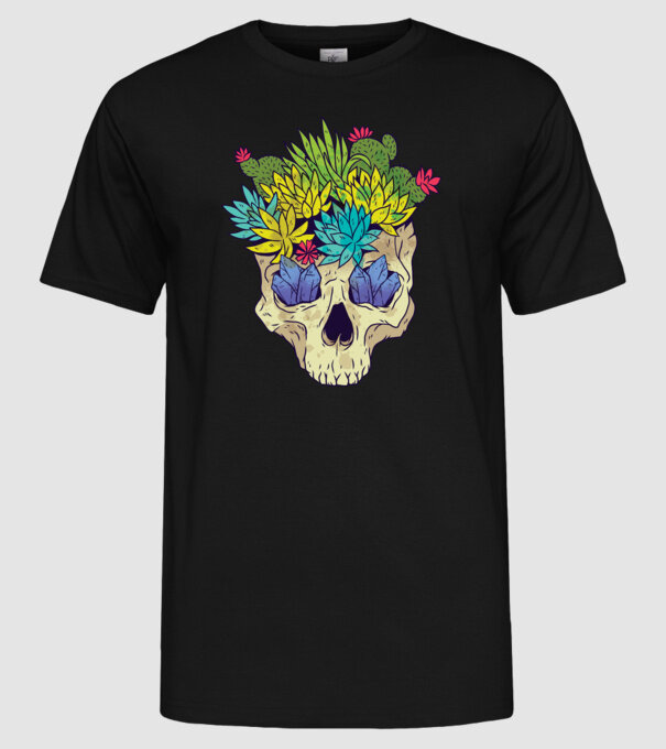 Craniu Cactuși model negru pe tricou