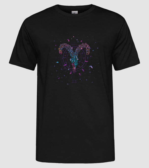 Aries Zodiac model negru pe tricou