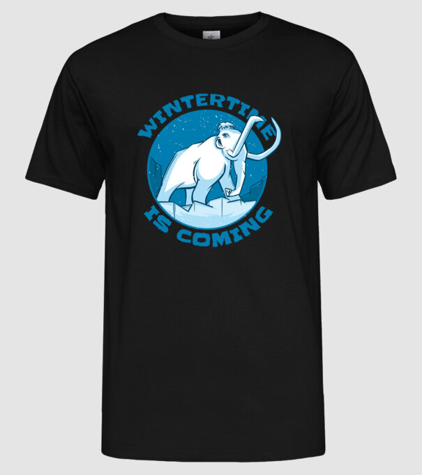 Vine Iarna Mamut model negru pe tricou