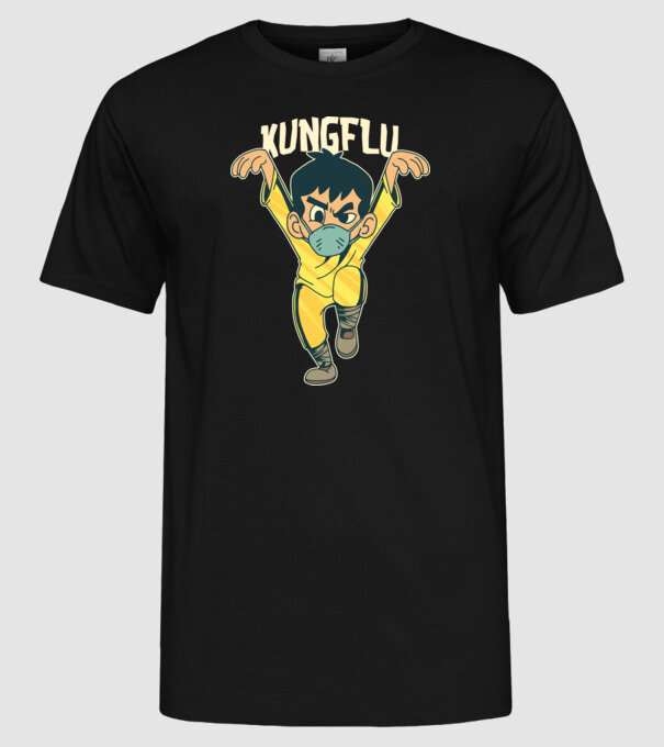 Kung Flu Coronavirus Karate model negru pe tricou