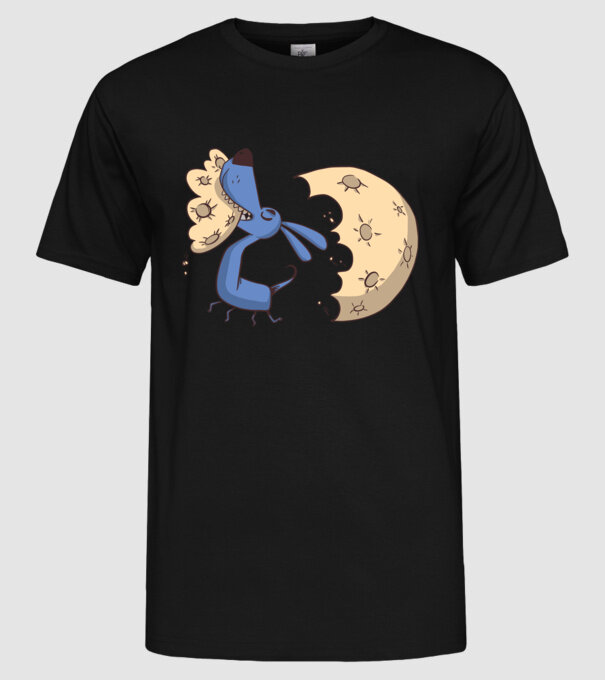 Câine Luna Mușcătură model negru pe tricou