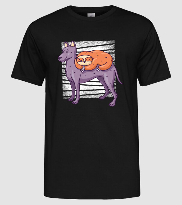 Leneș pe câine model negru pe tricou