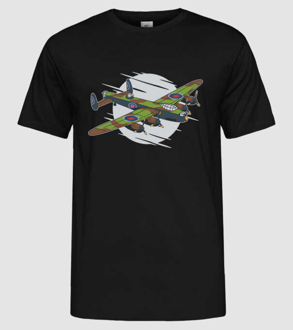 Avion bombardier Lancaster model negru pe tricou