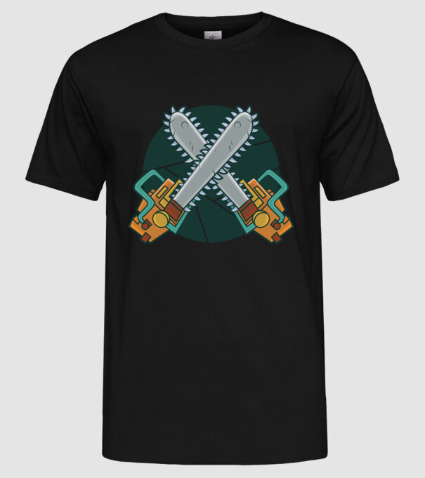Drujbă tăietor de lemne model negru pe tricou