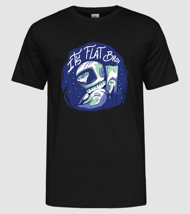 Astronaut Pământ plat model negru pe tricou