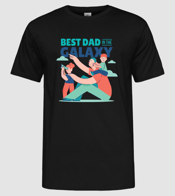 Cel mai bun tată din Galaxie model negru pe tricou